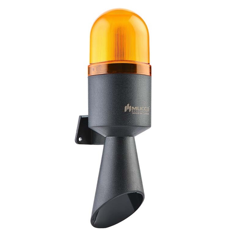 Lampa sygnalizacyjna pomarańczowa LED z syreną 112dB, 24V DC, IP65